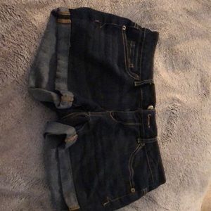 dark blue jean shorts